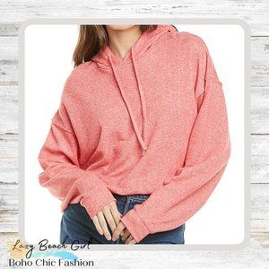 Lux LA French Terry Cropped Hoodie - Red